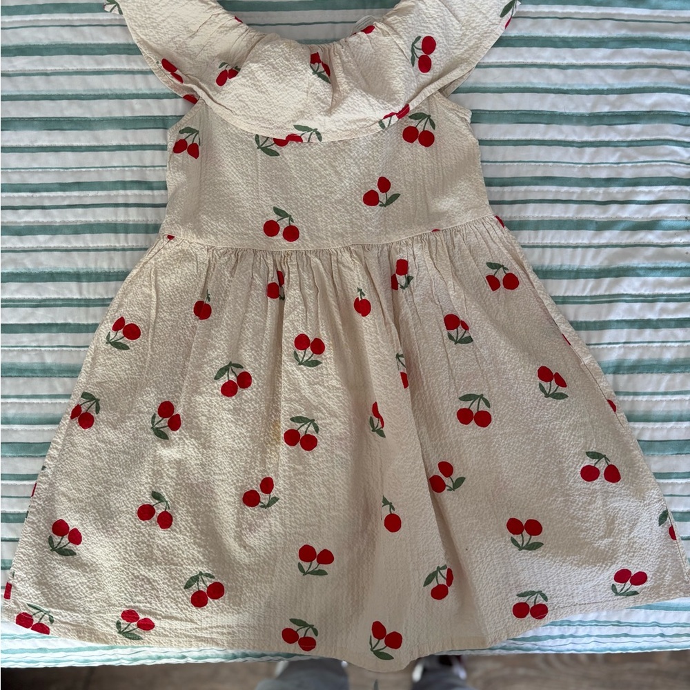 H&M Cream Dress with Red Cherry Print
